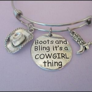 Cowgirl bracelet boots hat bangle